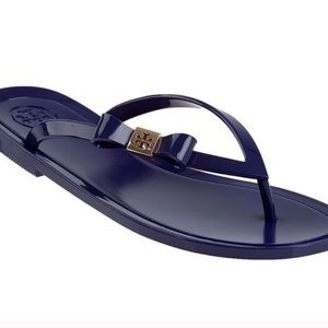 TORY BURCH Michaela Bow Blue Jelly Flip Flops Sz 6/7